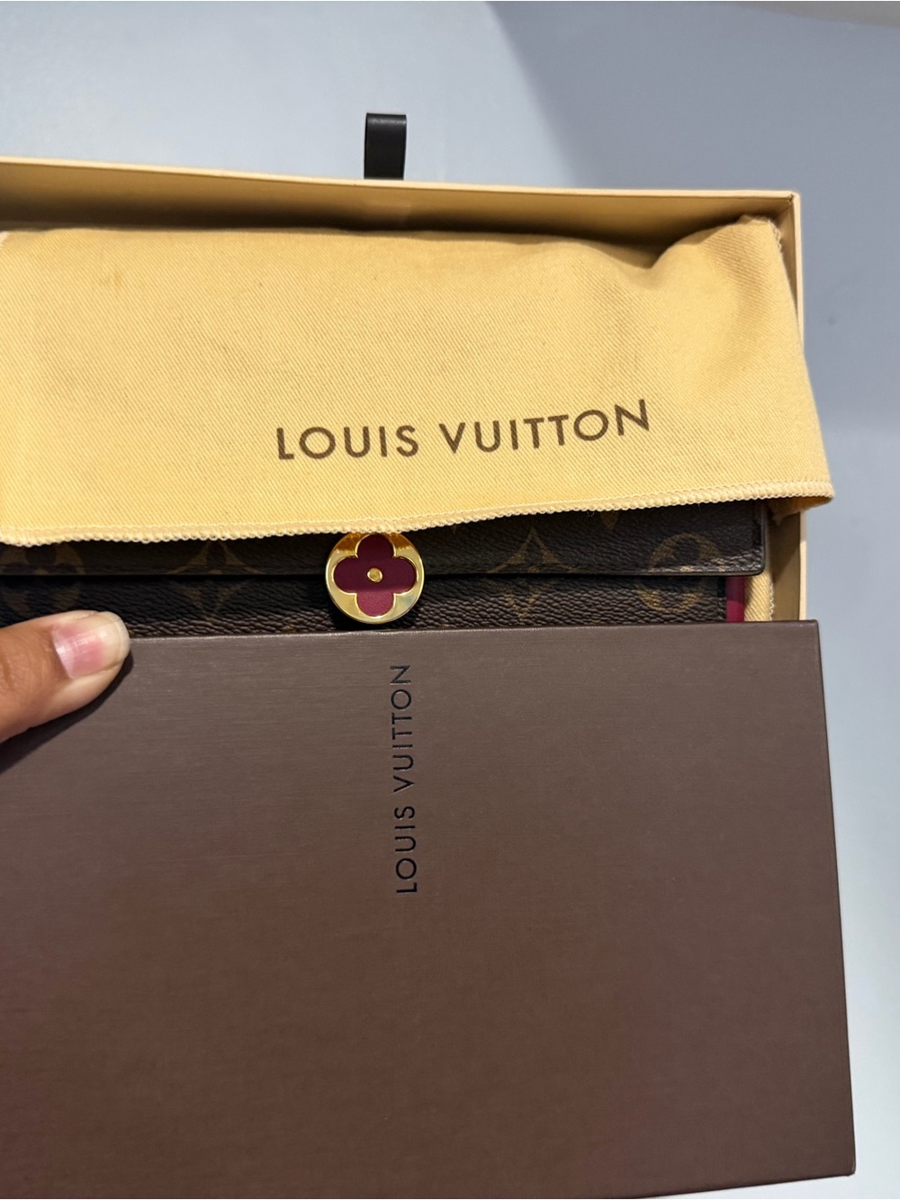 Louis Vuitton Monogram Continental Wallet with Pink Floral Button - Picture 2 of 9